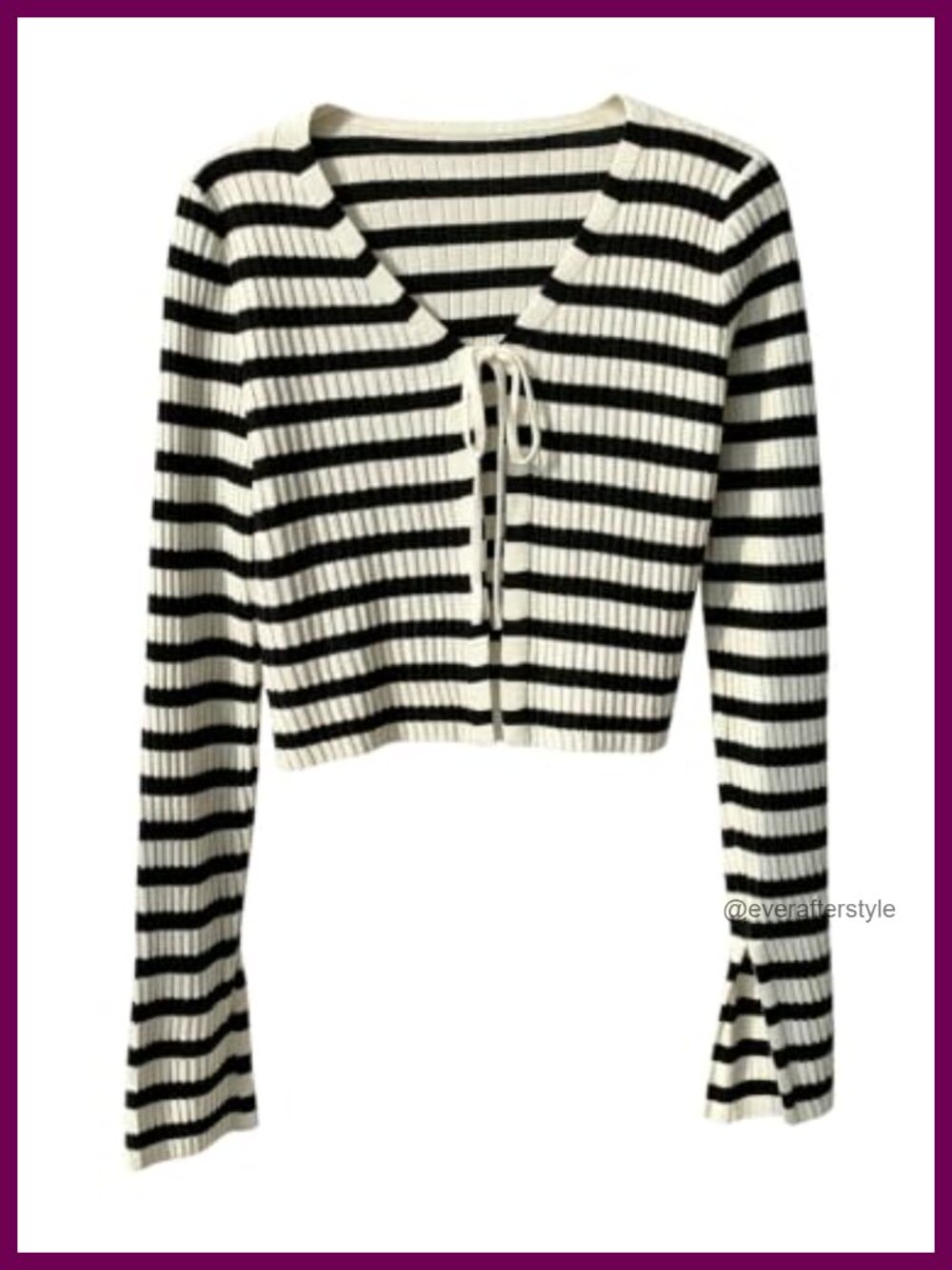 Plus Size Striped Tie Front Cardigan Lightweight Knit Sweater
